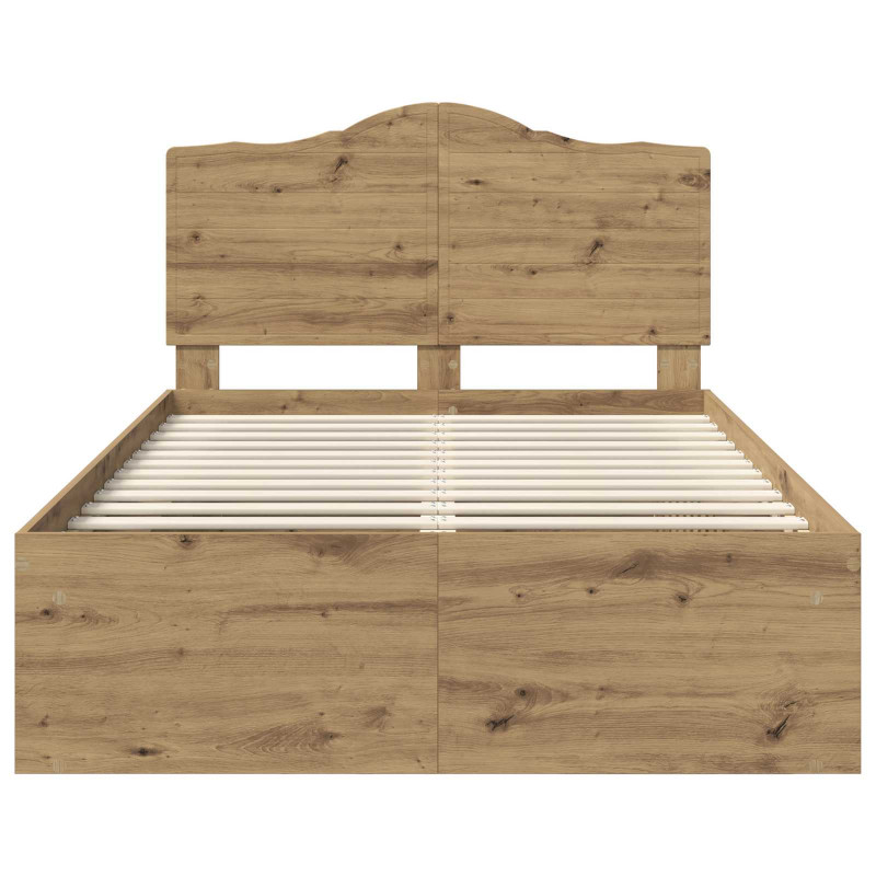 Ramka łóżka Dąb rzemieślniczy 120 x 190 cm Lite drewno sosnowe