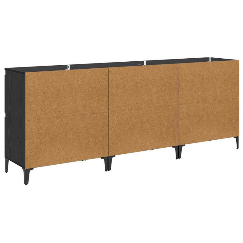 Komody 3 pcs Czarny Dąb 60 x 35 x 70 cm Materiał drewnopochodny