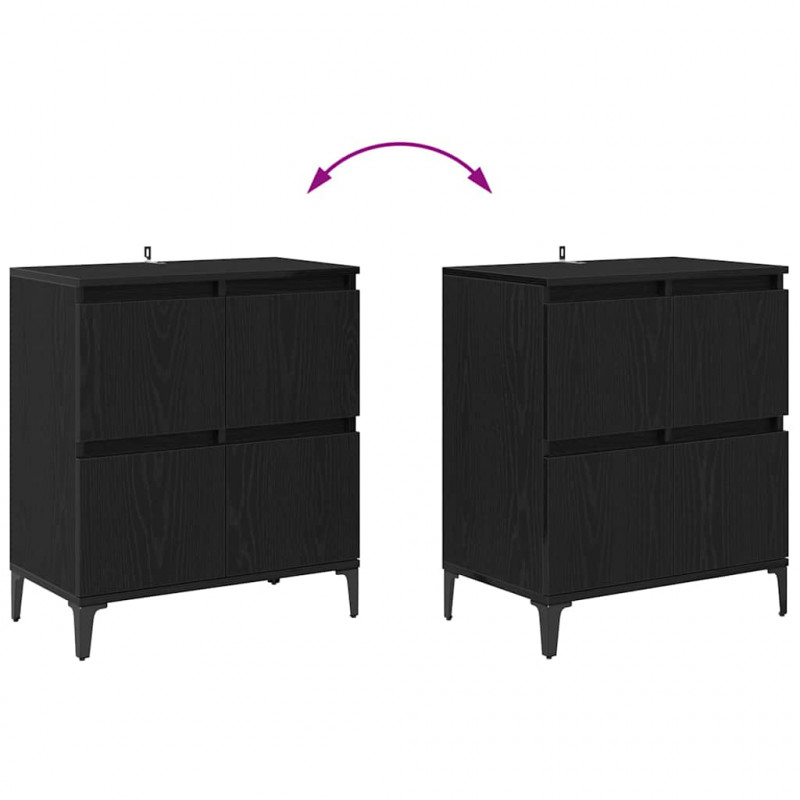 Komody 3 pcs Czarny Dąb 60 x 35 x 70 cm Materiał drewnopochodny