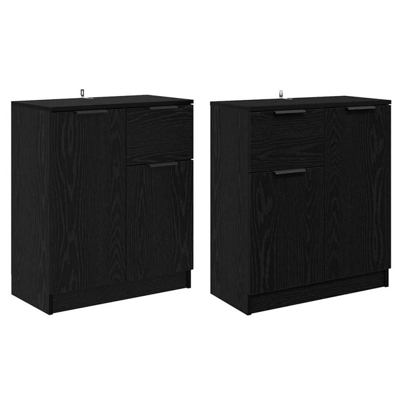 Komody 2 pcs Czarny Dąb 60 x 30 x 70 cm Materiał drewnopochodny