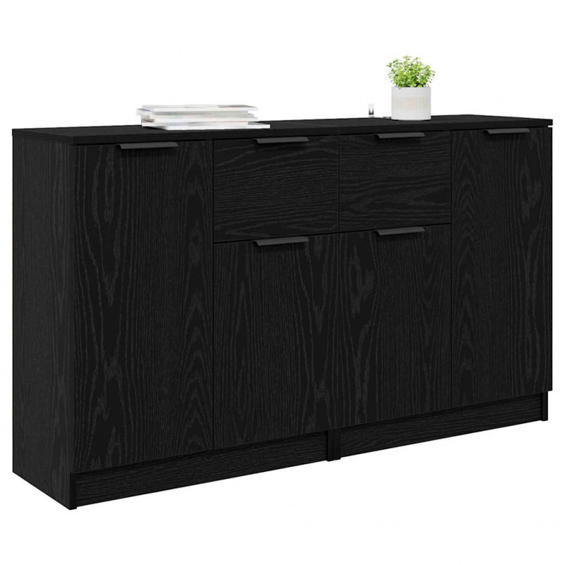 Komody 2 pcs Czarny Dąb 60 x 30 x 70 cm Materiał drewnopochodny