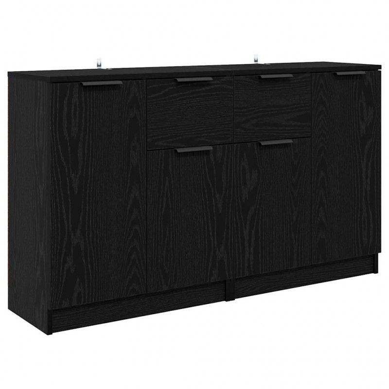 Komody 2 pcs Czarny Dąb 60 x 30 x 70 cm Materiał drewnopochodny
