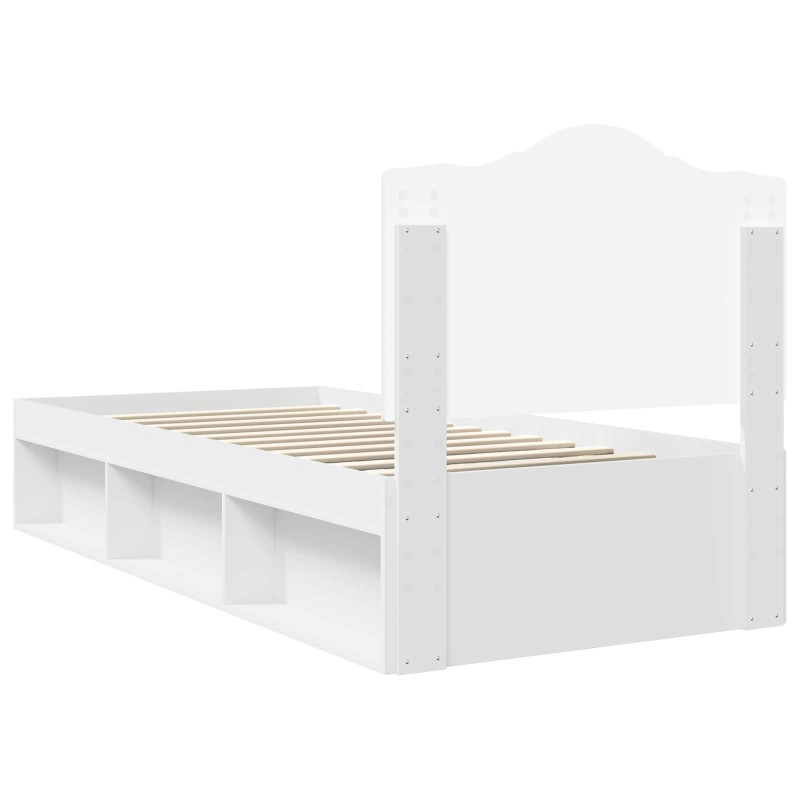 Ramka łóżka Z zagłówkiem Biały 100 x 200 cm Lite drewno sosnowe
