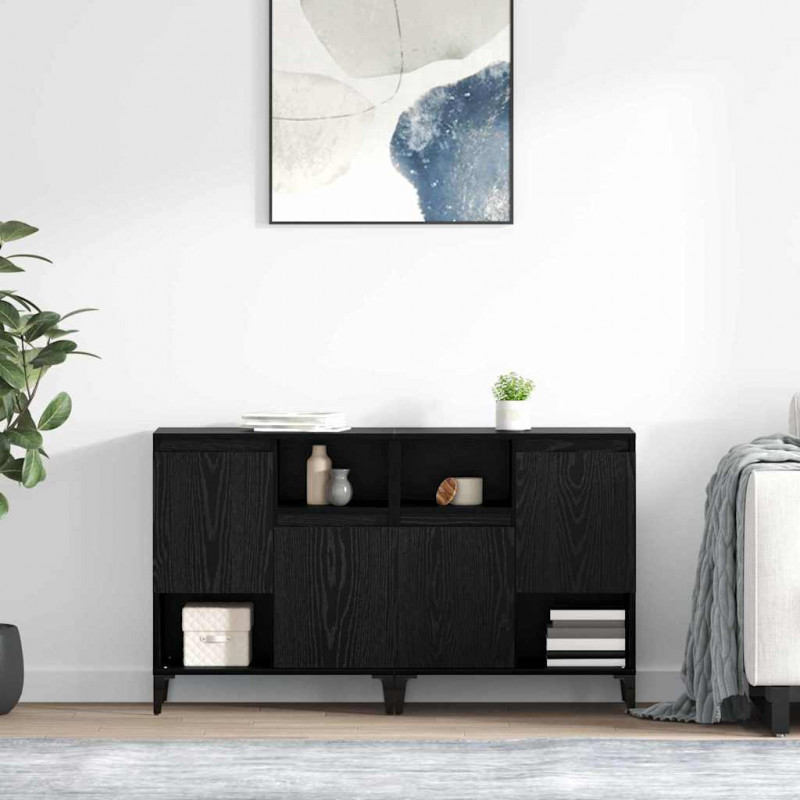 Komody 2 pcs Czarny Dąb 60 x 35 x 70 cm Materiał drewnopochodny