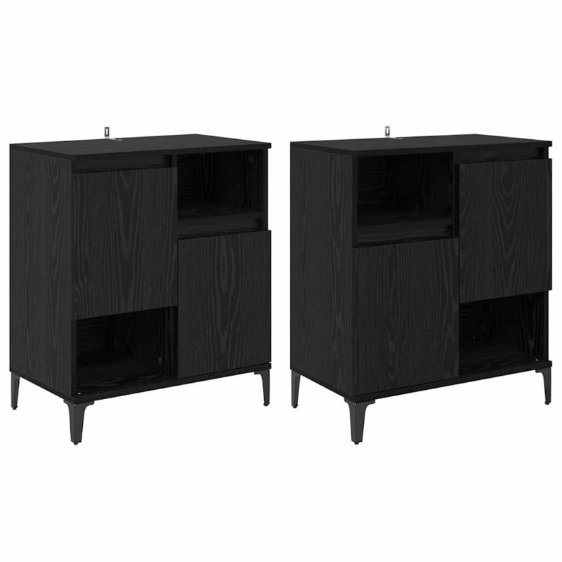 Komody 2 pcs Czarny Dąb 60 x 35 x 70 cm Materiał drewnopochodny