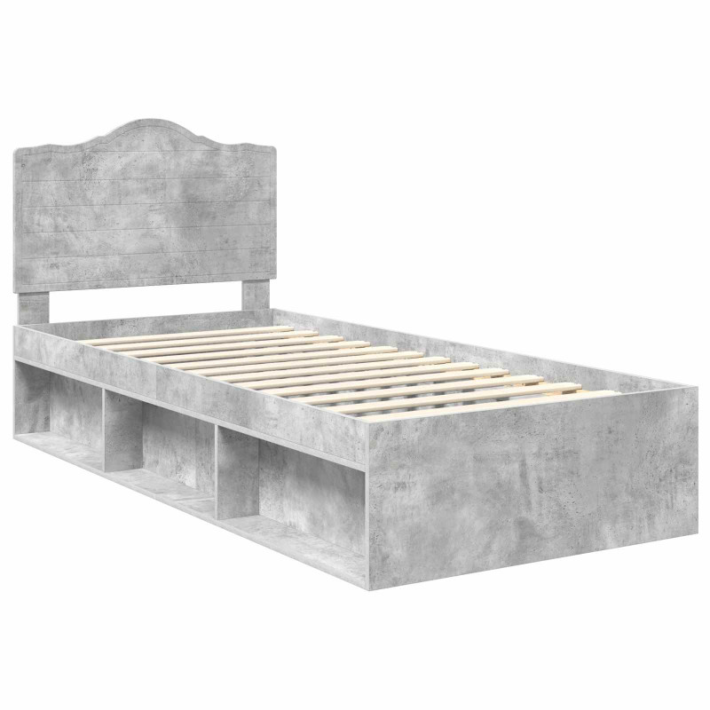 Ramka łóżka Szary beton 100 x 200 cm Lite drewno sosnowe