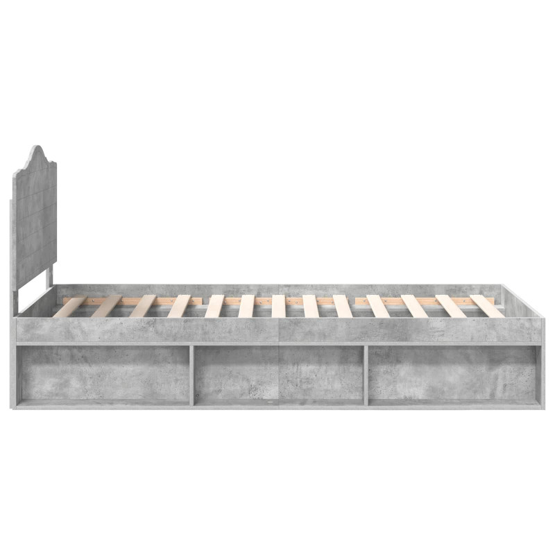 Ramka łóżka Szary beton 100 x 200 cm Lite drewno sosnowe
