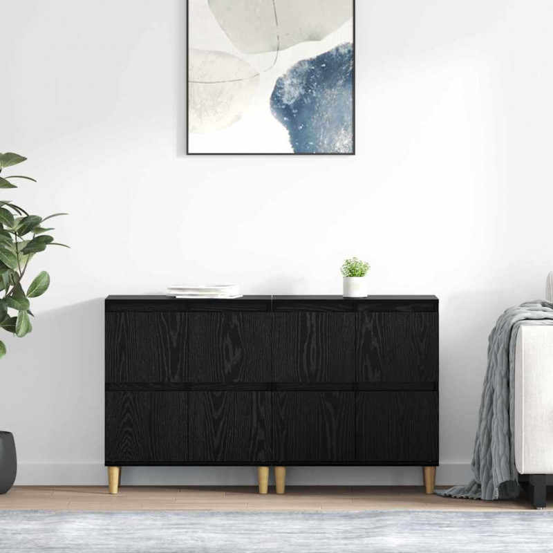 Komody 2 pcs Czarny Dąb 60 x 35 x 70 cm Materiał drewnopochodny