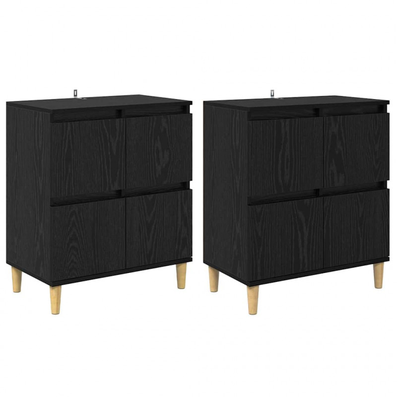 Komody 2 pcs Czarny Dąb 60 x 35 x 70 cm Materiał drewnopochodny