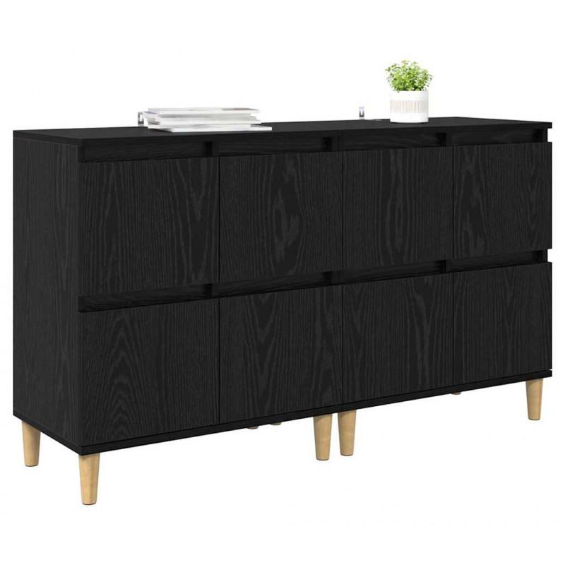 Komody 2 pcs Czarny Dąb 60 x 35 x 70 cm Materiał drewnopochodny