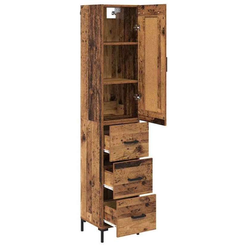 Highboard z szufladą Stare drewno 34,5 x 34 x 180 cm