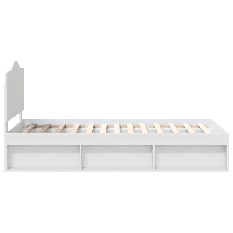 Ramka łóżka Z zagłówkiem Biały 90 x 200 cm Lite drewno sosnowe