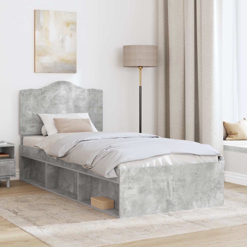 Ramka łóżka Betonowy 90 x 200 cm Lite drewno sosnowe