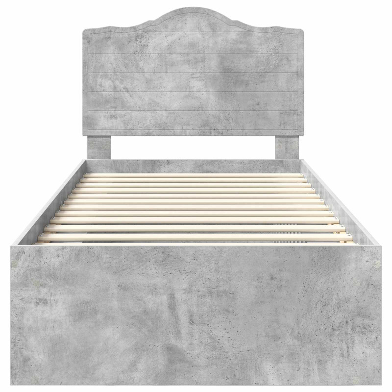 Ramka łóżka Betonowy 90 x 200 cm Lite drewno sosnowe