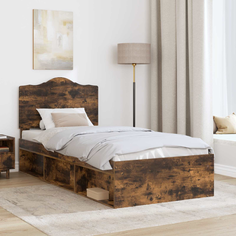 Ramka łóżka Dąb wędzony 90 x 200 cm Lite drewno sosnowe