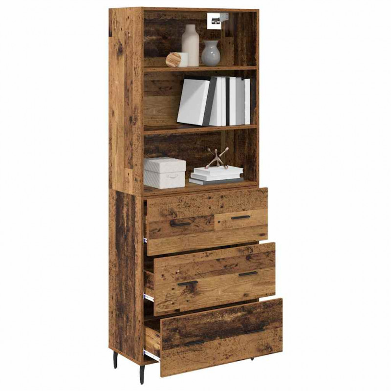 Highboard z szufladą 2 pcs Stare drewno Materiał drewnopochodny