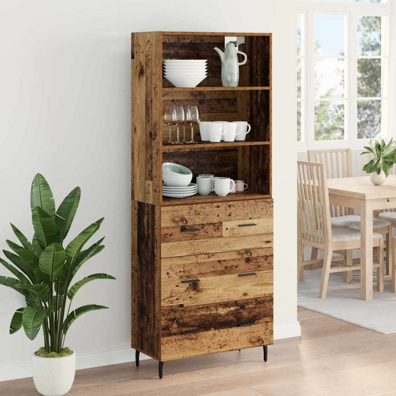 Highboard z szufladą 2 pcs Stare drewno Materiał drewnopochodny