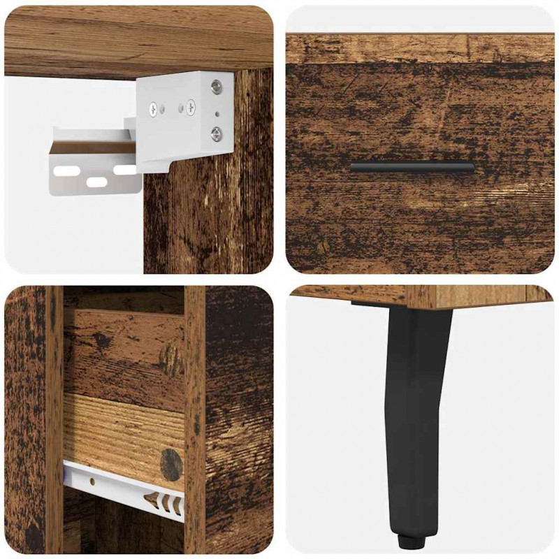 Highboard z szufladą 2 pcs Stare drewno Materiał drewnopochodny