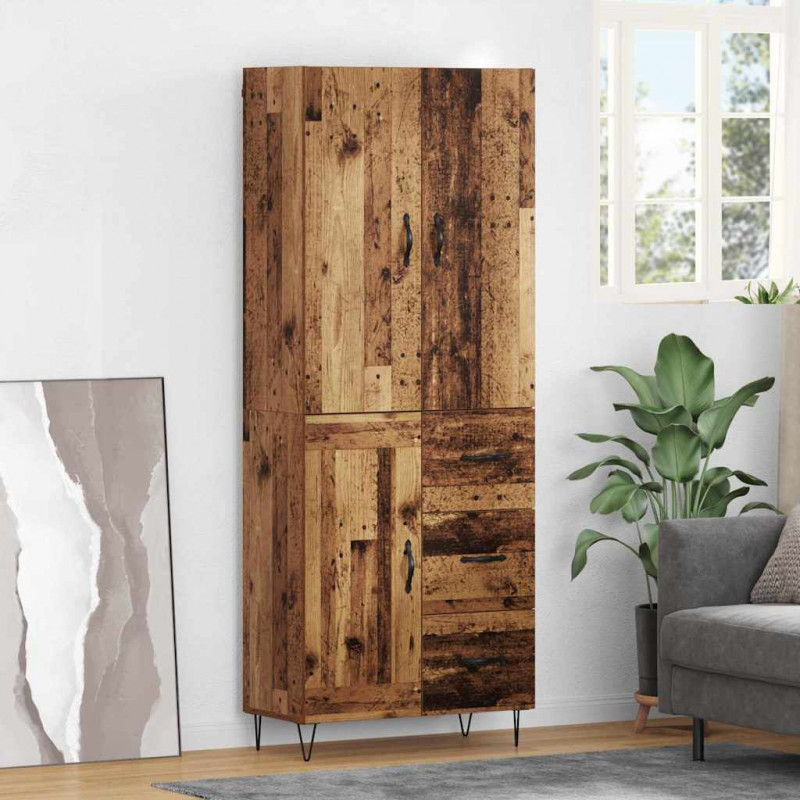 Highboard z szufladą 2 pcs Stare drewno Materiał drewnopochodny