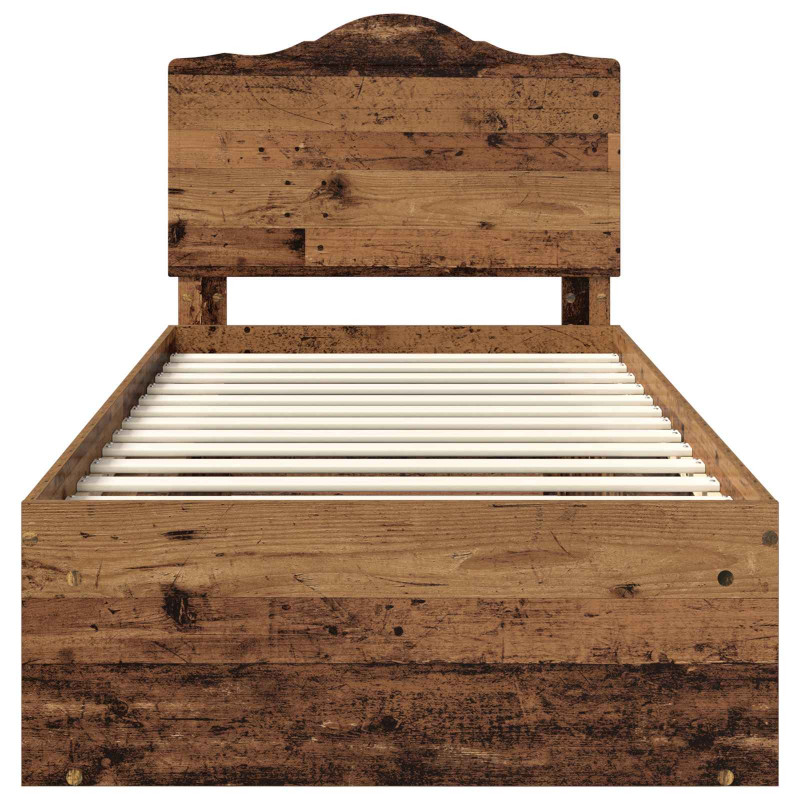 Ramka łóżka Stare drewno 90 x 200 cm Lite drewno sosnowe
