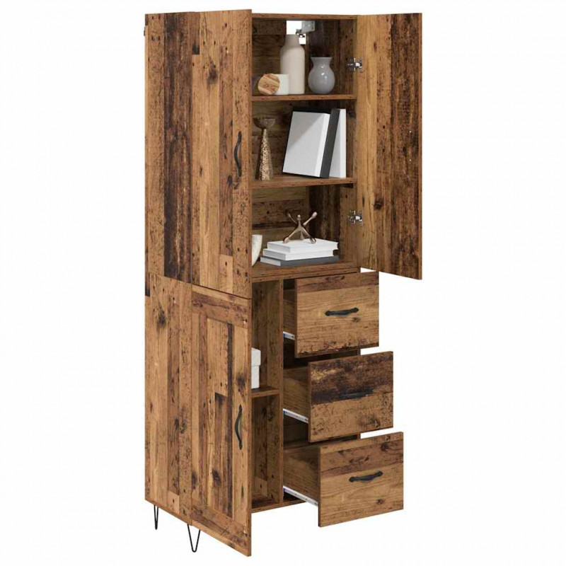 Highboard z szufladą 2 pcs Stare drewno Materiał drewnopochodny