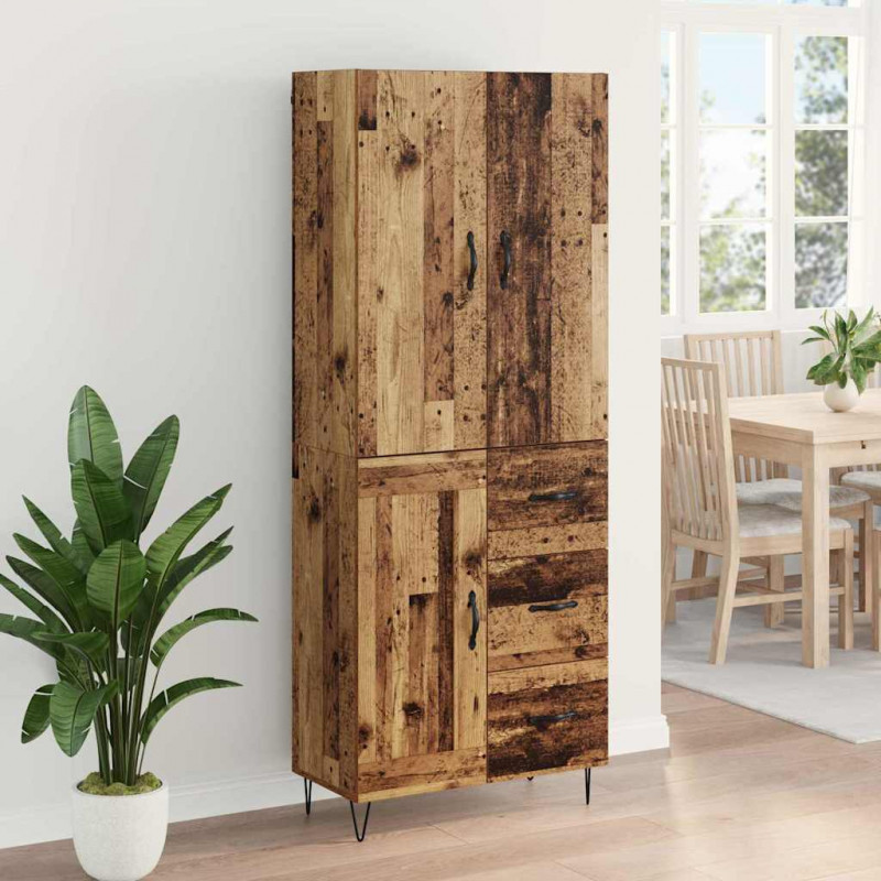 Highboard z szufladą 2 pcs Stare drewno Materiał drewnopochodny