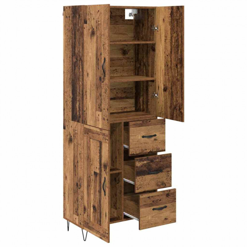Highboard z szufladą 2 pcs Stare drewno Materiał drewnopochodny