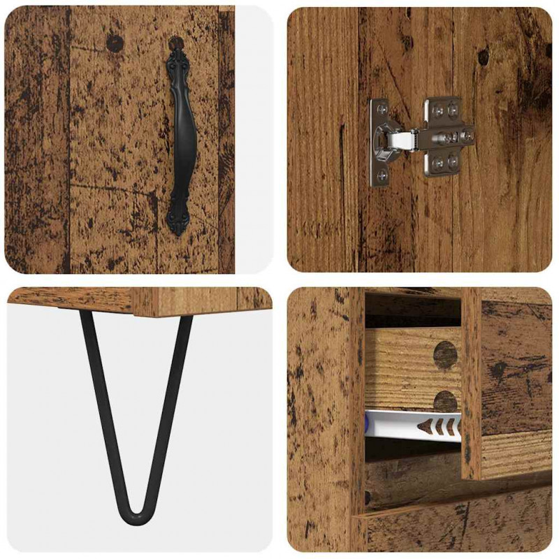 Highboard z szufladą 2 pcs Stare drewno Materiał drewnopochodny