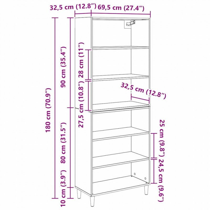 Highboard Stare drewno 69,5 x 32,5 x 180 cm