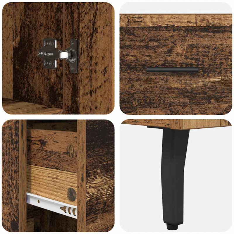 Highboard z szufladą 2 pcs Stare drewno Materiał drewnopochodny