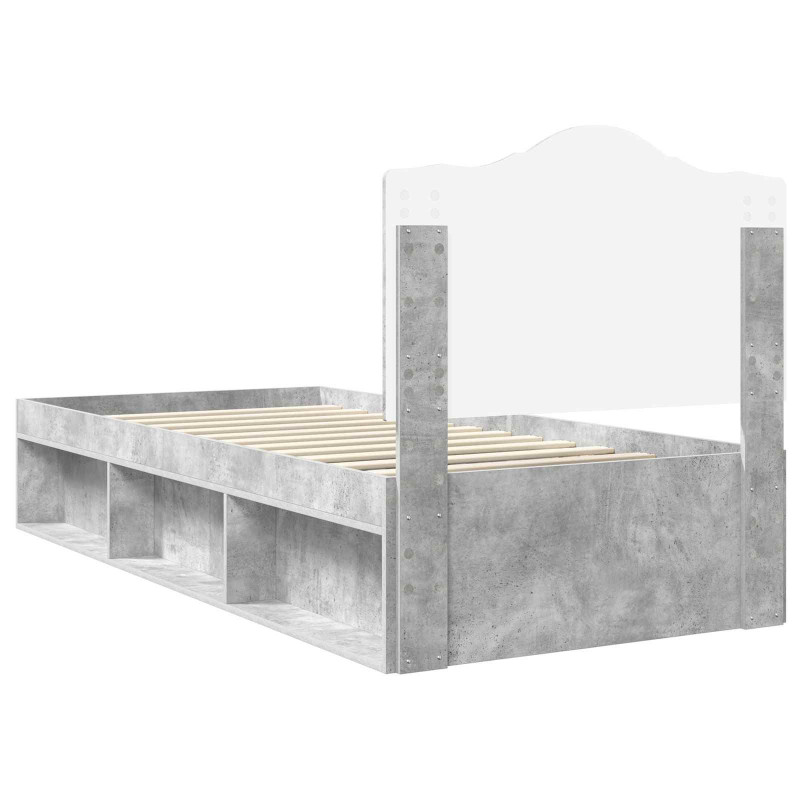 Ramka łóżka Szary beton 90 x 190 cm Lite drewno sosnowe
