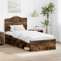 Ramka łóżka Dąb wędzony 90 x 190 cm Lite drewno sosnowe