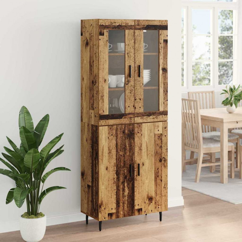 Highboard 2 pcs Stare drewno Materiał drewnopochodny