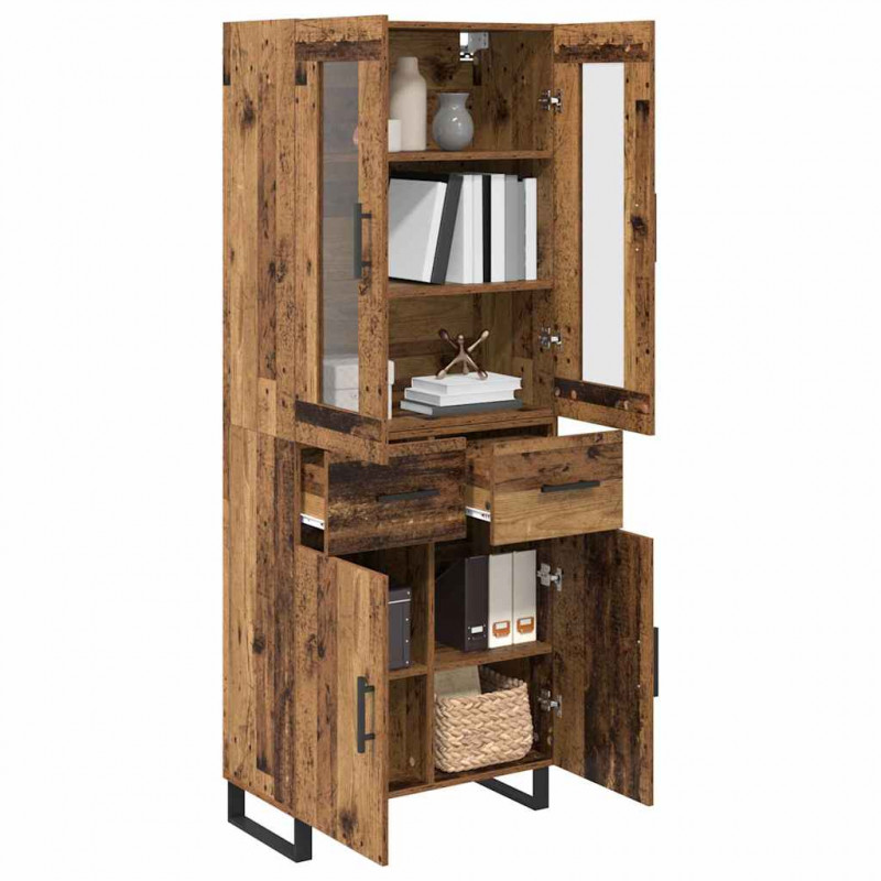 Highboard z szufladą 2 pcs Stare drewno Materiał drewnopochodny
