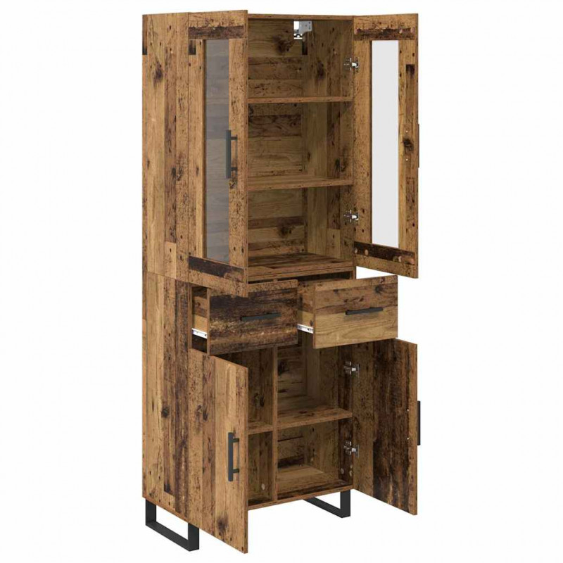 Highboard z szufladą 2 pcs Stare drewno Materiał drewnopochodny