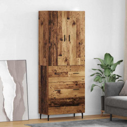 Highboard 2 pcs Stare drewno Drewno inżynieryjne i szkło