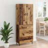 Highboard 2 pcs Stare drewno Drewno inżynieryjne i szkło