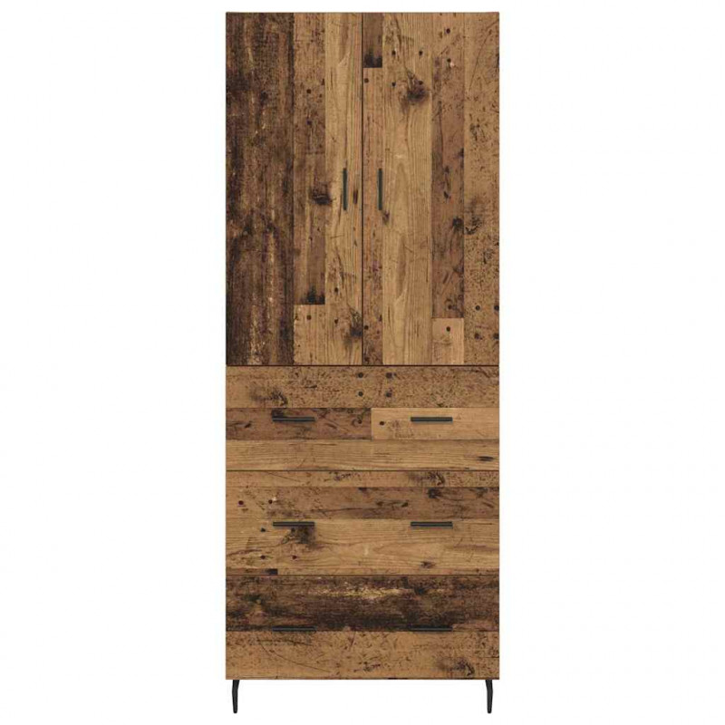 Highboard 2 pcs Stare drewno Drewno inżynieryjne i szkło