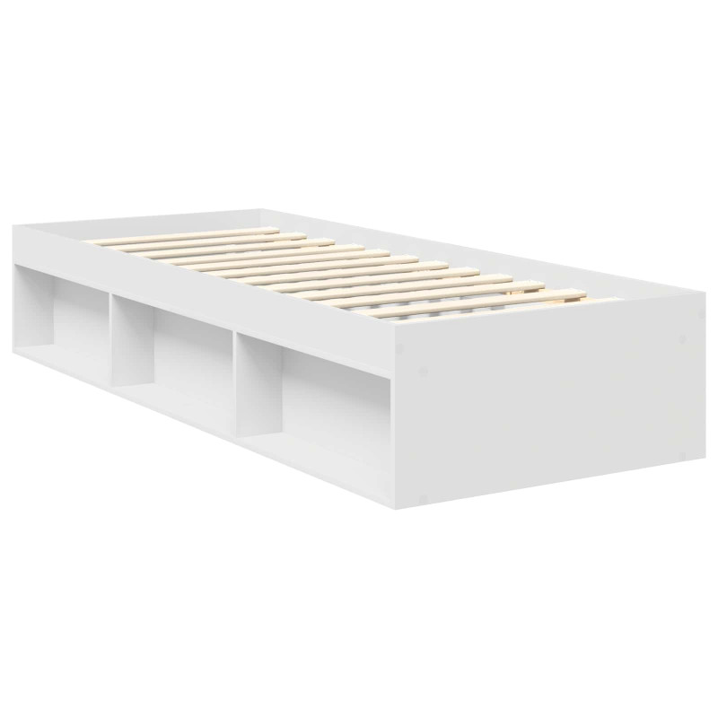 Ramka łóżka Z zagłówkiem Biały 75 x 190 cm Lite drewno sosnowe