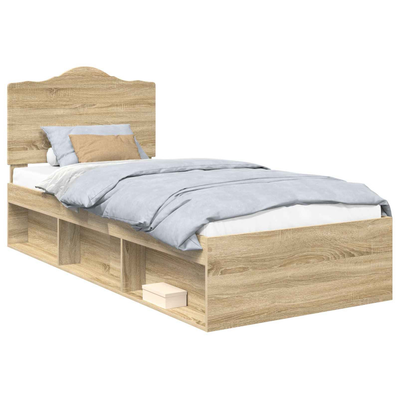 Ramka łóżka Dąb Sonoma 75 x 190 cm Lite drewno sosnowe