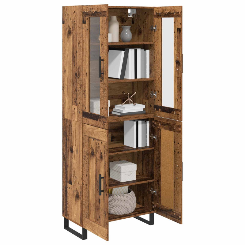 Highboard 2 pcs Stare drewno Materiał drewnopochodny