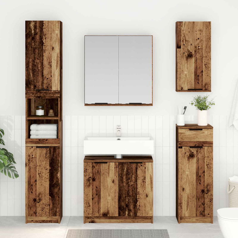 Zestaw mebli łazienkowych z szufladą 3 pcs Stare drewno