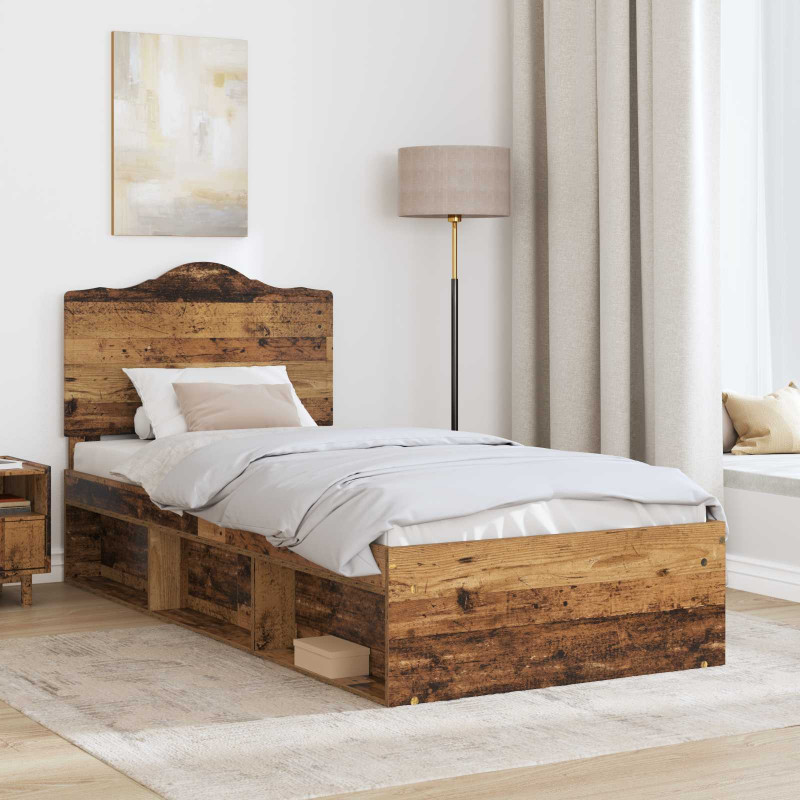 Ramka łóżka Stare drewno 75 x 190 cm Lite drewno sosnowe