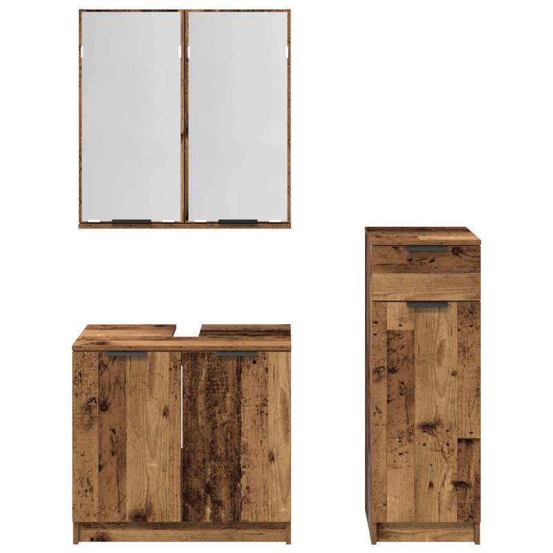 Zestaw mebli łazienkowych z szufladą 3 pcs Stare drewno