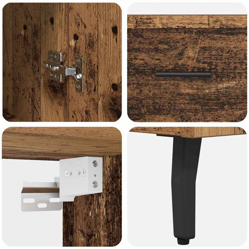 Highboard 2 pcs Stare drewno Materiał drewnopochodny