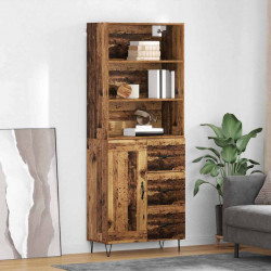 Highboard z szufladą 2 pcs Stare drewno Materiał drewnopochodny
