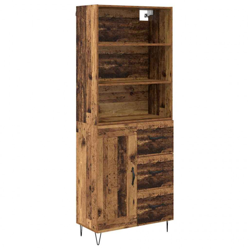 Highboard z szufladą 2 pcs Stare drewno Materiał drewnopochodny