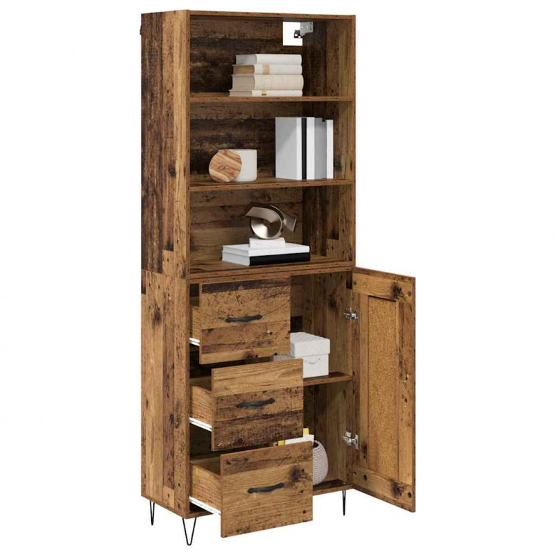 Highboard z szufladą 2 pcs Stare drewno Materiał drewnopochodny