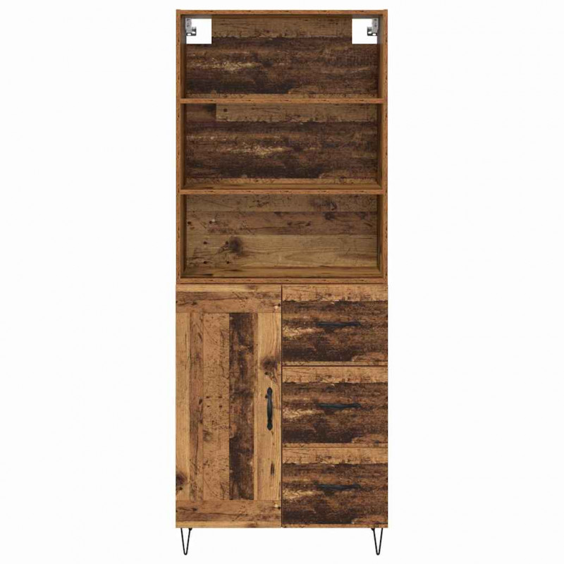 Highboard z szufladą 2 pcs Stare drewno Materiał drewnopochodny