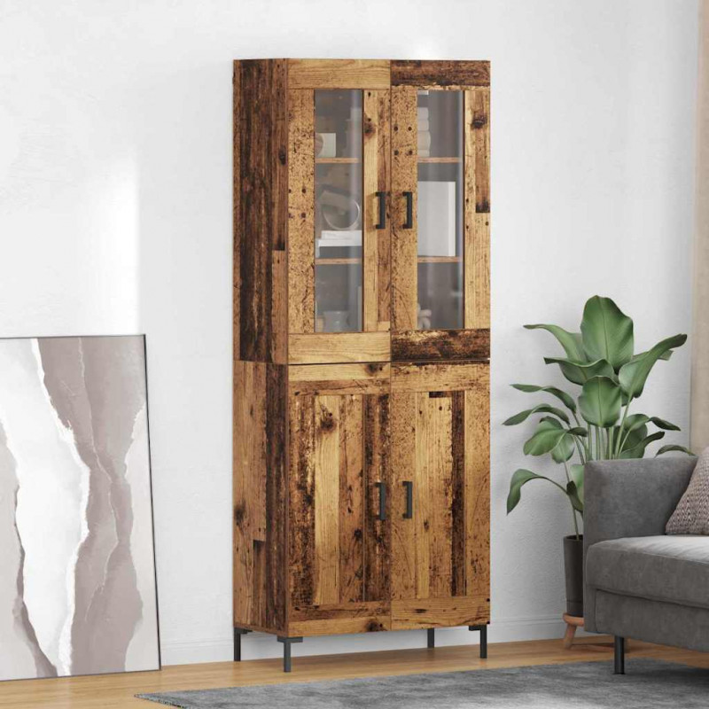 Highboard 2 pcs Stare drewno Materiał drewnopochodny